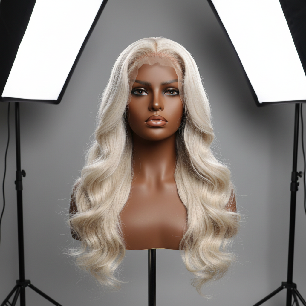Perruque Blonde Ondulée mannequin nu